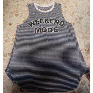 BCG Women's Tank Top Small "Weekend Mode" Black & White Stripes